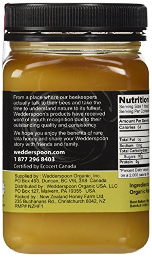 Wedderspoon Honey New Zealand 100 Percent Raw Organic Wild Rata , 17.6 Ounce