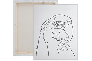 ESSENBURG Pre Drawn Canvas Parrott Paint Kit | Adult & Teen Sip and Paint Party Favor | DIY Date Night Couple Activity (M 12X16 CANVAS ONLY)