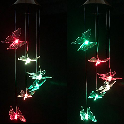 image for Youyuan LED Solar Wind Chime - Outdoor Waterproof Solar Powered LED Ch