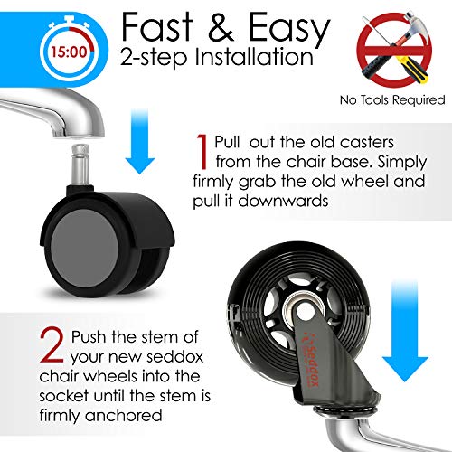 Professional Office Chair Wheels 10mm Stem FIT IKEA Chairs ONLY 3