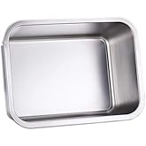 KUNWU Stainless Steel Sheet Pan 12.6" x 8.9" x 5.9" Rectangle Bakeware, Cake Pan for Oven, Easy Clean Durable Pan for Cake Lasagna Brownie Casserole Cookie (5.9" Deep, 12.6" X 8.6")