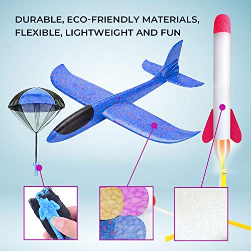 Aviation Series FunChoo Outdoor Toys for Children Includes 2 Airplane Gliders, 2 Stomp Rockets