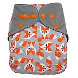 Charcoal Bamboo AIO All In One Cloth Diaper with Pocket (Fox)