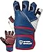 Steel Sweat Weightlifting Gloves with 18-inch Wrist Wrap Support for Workout, Gym and Fitness Training - Best for Men and Women Who Love Weight Lifting - Leather ZED Blue Large