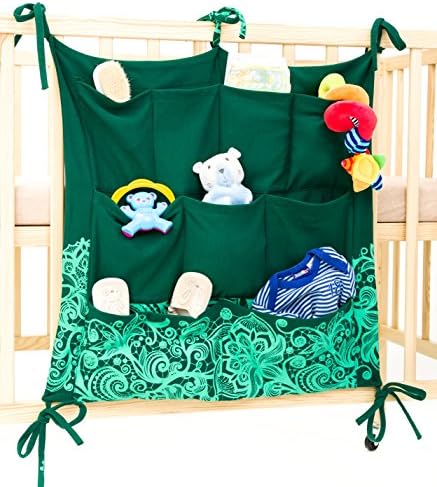 Keep Baby Room Clean &amp; Tidy w/ Cool Babypeta Stylish Organizer - Hanging Changing Nursery Organiser for Toys, Diapers, Pacifiers &amp; Other Baby Items, Fits Baby Cribs &amp; Changing Tables (green)