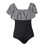 Hallegave Women Sexy Ruffle Off-The-Shoulder One-Piece Swimsuit Hollow Out Bikini