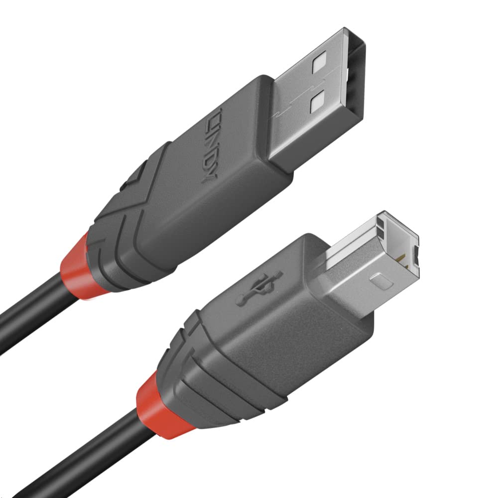 Lindy 0.2m USB 2.0 Printer Cable, USB-A to USB-B Cable ,Scanner and Printer cable for HP, Canon, Dell, Epson, Brother, Electric Piano, Anthra line โ image 1