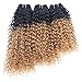 Synthetic Weave Kinky Curly Hair 3 Bundles Ombre Two Tone Black To Golden 16