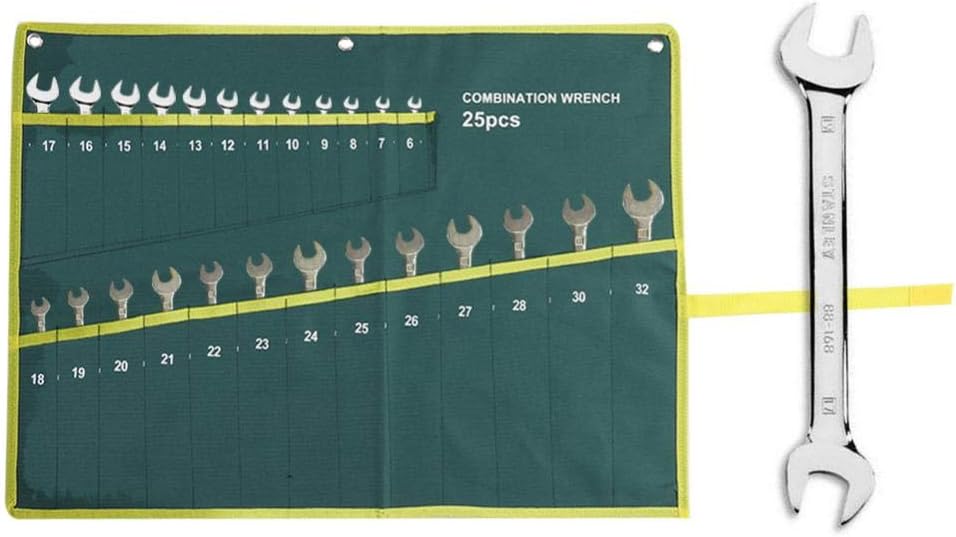 Tools Roll Up Pouch, 6/8/10/12/14/25 Pocket Tool Roll, Spanner Wrench Pliers Holder, Green, 15 cm x 2 cm x 49.3 cm