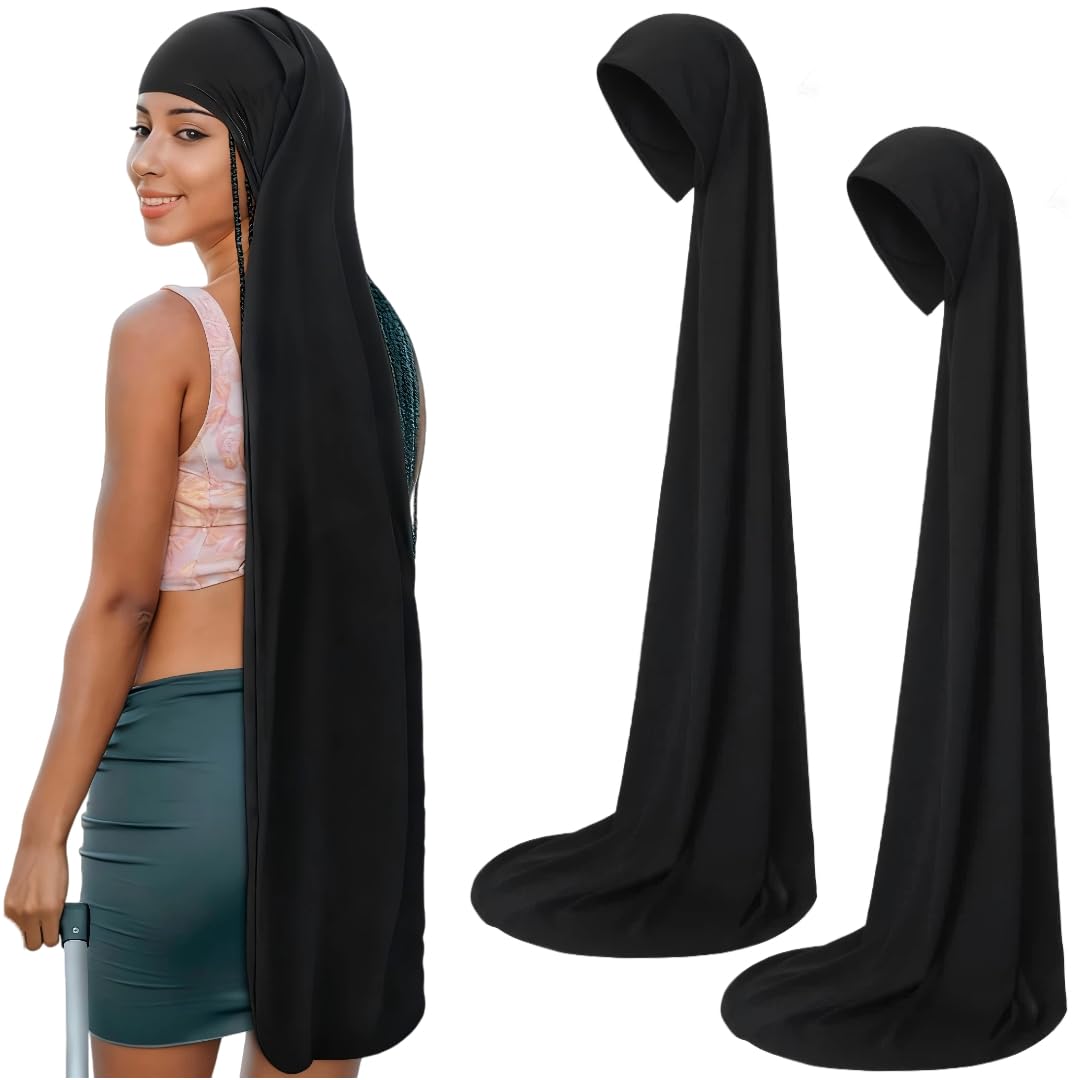 Photo 1 of 2 Pcs Dreadlock Cap Extra Long Hair Bonnet 45 Inch for Braids & Locs - Super Large Dreadlock Cap, Pantyhose Bonnet for Sleeping, Breathable Hair Weave Sleeve Multi