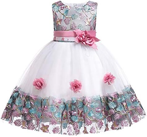 Myosotis510 Girls' Lace Princess Wedding Baptism Dress Long Sleeve Formal Party Wear for Toddler Baby Girl