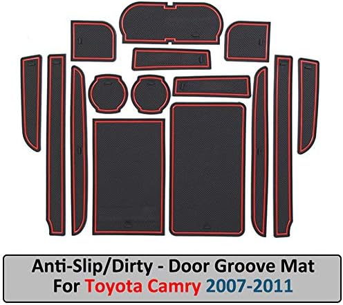 QSONGL Anti-Slip Mat,For TOYOTA Camry 2007-2010 2011 XV40 40 Altis Aurion VI 6 Gate Slot Coaster Anti-Dirty Door Groove Mat