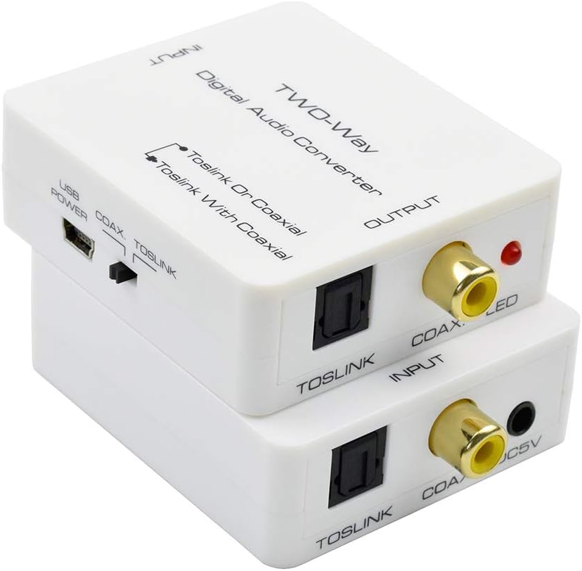 Optical to Coaxial or Coaxial to Optical Digital Audio Converter,Musou Bi-Directional Digital Coaxial to/from SPDIF Optical (Toslink) Audio Signal Adapter Repeater Splitter