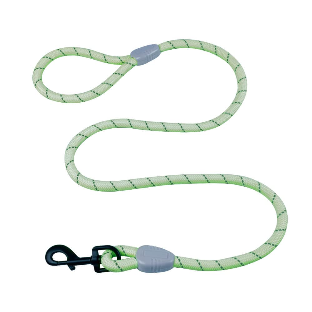 AllPetSolutions Rope Dog Lead - Heavy Duty Walking, Running, Outdoor Training Lead for Dogs - Anti-Tangle Leash, 360 Hook, Strong Clip, Easy Grip Loop Handle - Reflective Green, Braided Nylon, 140cm