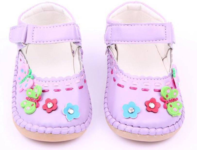 Exdream Baby Kids Girls Toddler Faux Leather Mary Jane Flats Shoes Purple 5 M US Toddler
