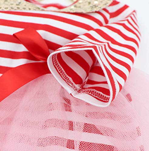 image for KANGKANG Toddler Baby Girls Christmas Tutu Dress Cotton Stripe Lo