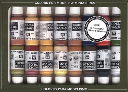 Vallejo Face/Skin Colors Paint Set, 16-Colors, 17ml
