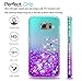 LeYi Compatible with Galaxy S6 Case with 2 Tempered Glass Screen Protector for Girls Women, Glitter Sparkle Diamond Quicksand Phone Case for Samsung Galaxy S6, Teal/Purple