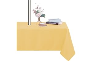 Fitable Table Cover Outdoor and Indoor Tablecloth - Washable Waterproof Wrinkle Free Table Cloth with Zipper and Umbrella Hole for Spring/Summer/Party/Picnic/BBQS/Patio Yellow 60x84 inch