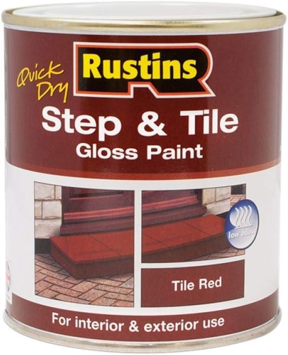 RUSTINS Quick Dry Step and Tile Paint, Red, 500 ml, Hard-Wearing Floor Coating for Concrete Stone & Brick, Durable