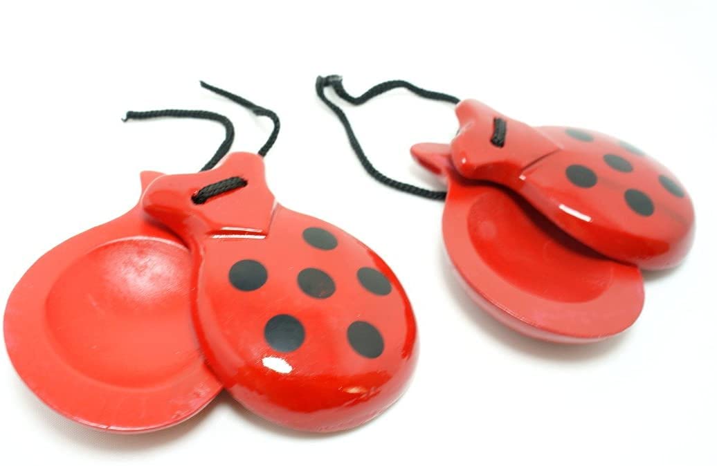 SPANISH CASTANETS 1 Pair of Small Spanish Red and Black Size for Toddlers