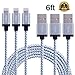 Adoric 3PCS 6FT Extra Long Nylon Braided Tangle-Free 8 Pin Lightning Cable, Sync & Charge iPhone 7/7 Plus/6s/6s Plus/6/6Plus/5s/5c/5, iPad/iPod Models (White)
