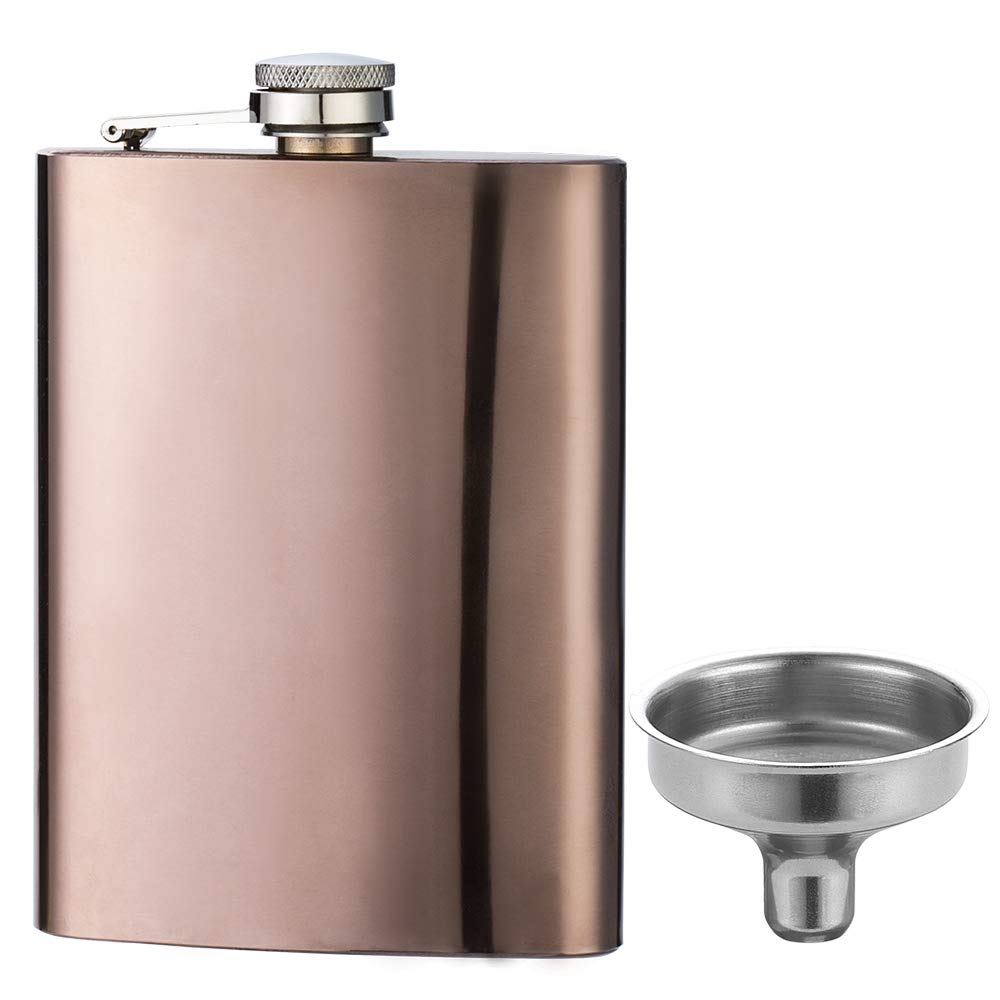 Photo 1 of YFS Stainless Steel 8OZ Hip Flask, Rose Gold Flasks for Liquor with Funnel, Promotion Gifts for Men