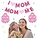 Mothers Day Decorations (2 Banners and 20 Pink Balloons) - Perfect Mothers Day Gifts - Best Mom Ever Decorations Mother's Birthday Party Photo Backdrop Prop
