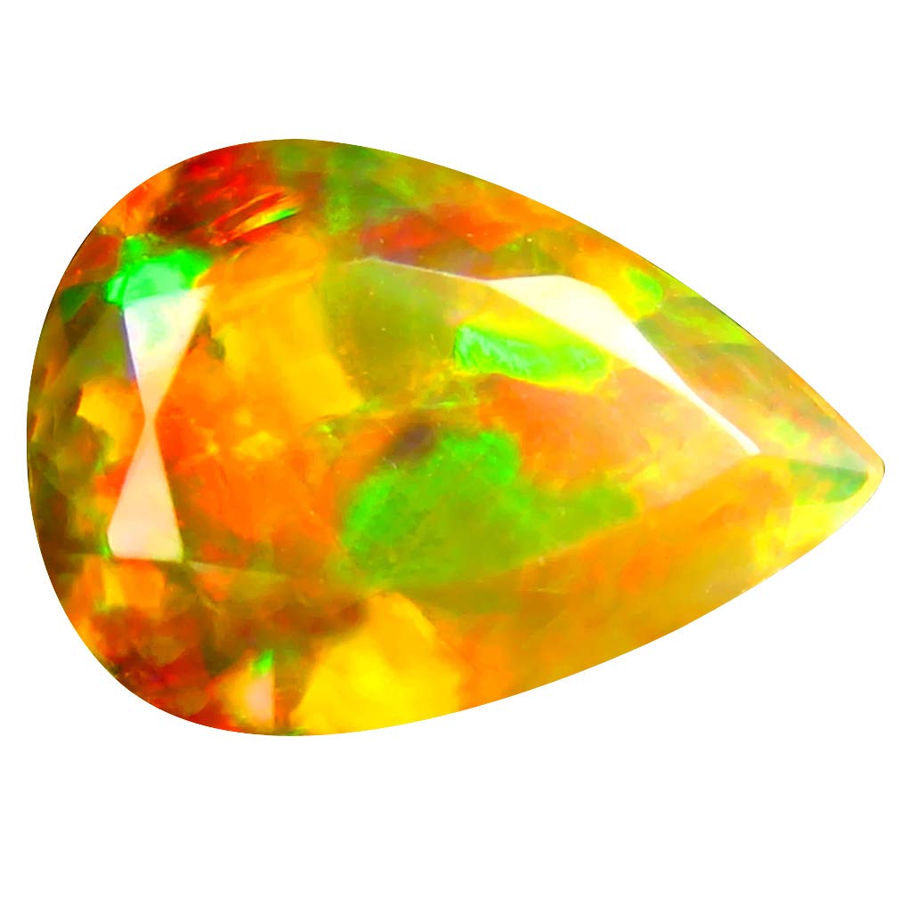 1.37 ct Pear Cut (11 x 8 mm) Un-Heated Transparent Quality Ethiopian Welo Rainbow Opal Natural Loose Gemstone