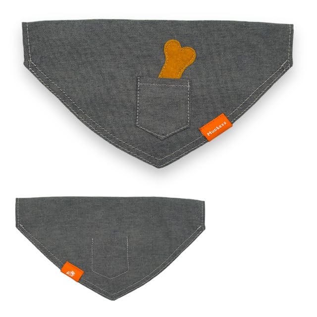 MUDLESS Dog Bandana Neckerchief, Breathable Dog Scarf Accessories, Trendy Triangle Bandanas to Elevate Your Pup's Look for Any Occasion (BonePocket - Blue, L)