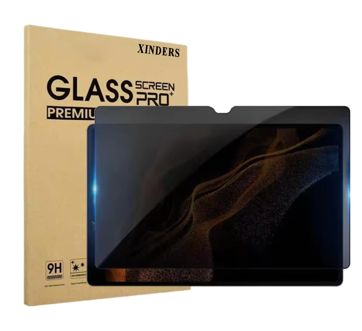 Photo 1 of XINDERS Privacy Screen Protector for Galaxy Tab S9 FE+ Plus/ S9 Plus/ S8 Plus/ S7 FE/ S7 Plus 12.4 Inch, Anti-Spy Tempered Glass for Samsung Tablet SM-X610/X810/X800/T730/T970,1 Pack