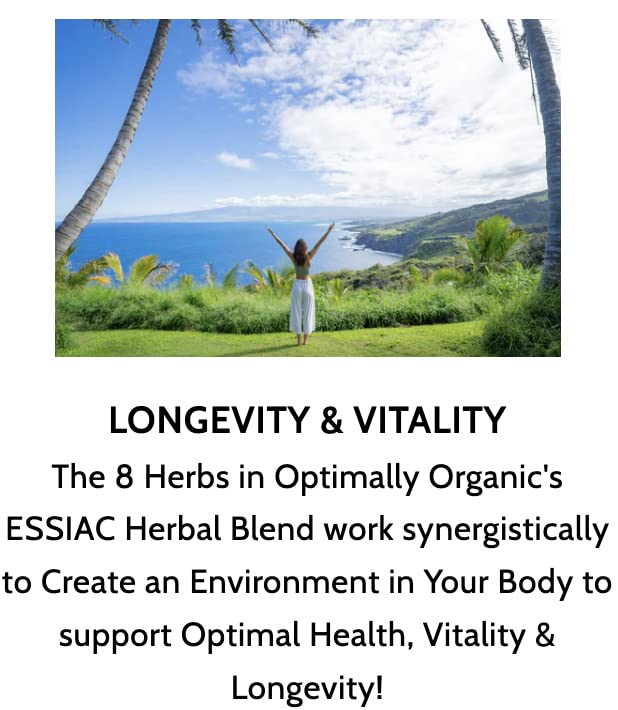 Optimally Organic ESSIAC Tea 8 Herb Powder - USA & EU Organically Grown Finely Ground Herbs! - Rene Caisse's Prized Recipe with Sheep Sorrel Roots!