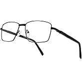 RB.Pilot Rectangle Reading Glasses for Men Blue Light Blocking Computer Readers Spring Hinge Metal Frame Acetate Legs
