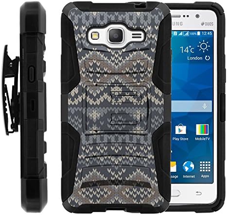 Galaxy Grand Prime Case, Galaxy Grand Prime Holster, Two Layer Hybrid Armor Hard Cover with Built in Kickstand for Samsung Galaxy Grand Prime SM-G530H, SM-G530F (Cricket) from MINITURTLE | Includes Screen Protector - Native Sweater Pattern