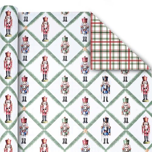 Vintage Nutcracker and Plaid Wrapping Paper