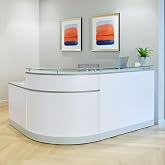 NBF L-Shaped Reception Desk with Counter - 79" W x 63" D Retail, White
