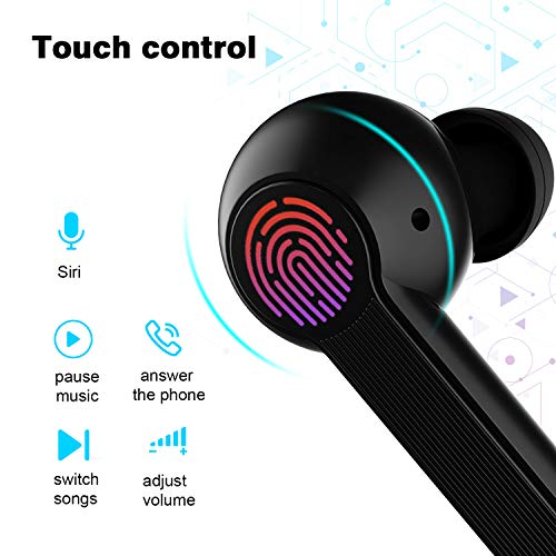 SPRITREE Bluetooth Earbuds TWS Stereo Wireless Earbuds with Charging Case Bluetooth 5.0 Earbuds with Noise Cancellation Mic, Touch Control, 40Hours Playback for iPhone and Android