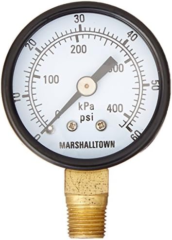 Marsh Bellofram GG1560L8 Marshalltown Value Series Gauge, 1 1/2", Lower Mount, 1/8" NPT, 0-60 PSI