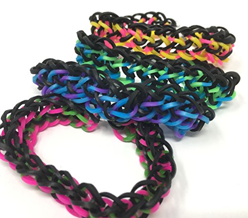 Loom rubber band bracelet set of 4 pieces dragon scale knit set # 4 black colors free shipping