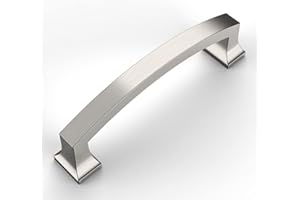 Amerdeco 10 Pack Brushed Satin Nickel 4 Inch(102mm) Hole Centers Kitchen Cabinet Pulls Cabinet Hardware Kitchen Handles for Cabinets Cupboard Handles Drawer Pulls ZH0009BSN