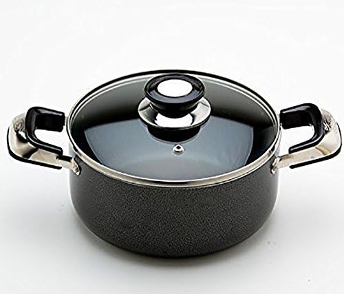 9 inch Nonstick Stockpot with Glass Lid Aluminum Stewpot Cooking Soup Braising Pan ( Medium Size - 9 inch Diameter x 4 inch Tall )