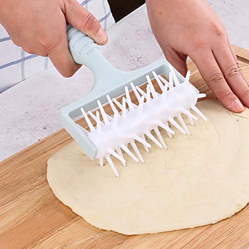 millet16zjh Pizza Needles Rolling Pins Bread Cookies Dough Roller Hole Punch Baking Tool - Light Blue