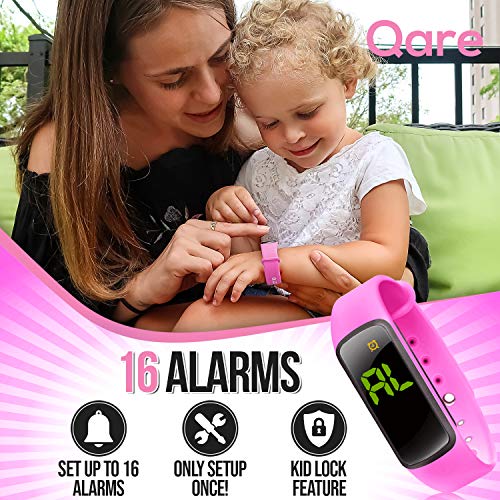 Premium Potty Training Watch - Only Watch with Multiple Alarms (16) to Fit Your Schedule & Hassle Free Smart Timer - Water Resistant - Both Vibration & Music - Kids Lock - Touchscreen- Easy Use (Pink)