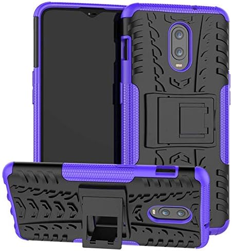 OnePlus 6T Case, Yiakeng Dual Layer Shockproof Wallet Slim Protective with Kickstand Hard Phone Cases Cover for OnePlus 6T (Purple)