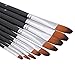Anself Nylon Hair Paint Brush Set Filbert Head Wooden Handle Artists Brushes 9pcs