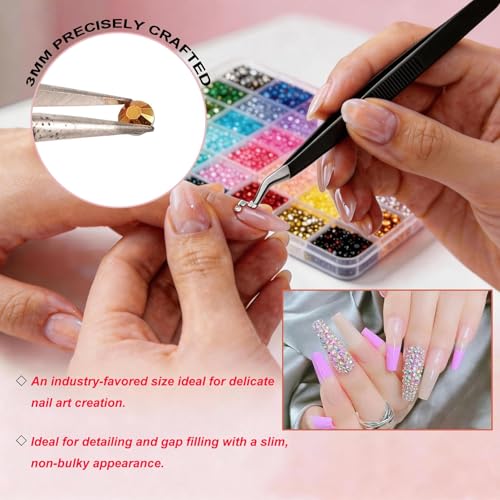 37800PCS Resin Jelly Rhinestones Kit for Bedazzling, 42 Colors 3mm DIY Bulk Resin Gems with 3 Glues Pickup Pen & Tweezers, Multicolor Bedazzling Gems for Nail Art Tumblers Shoes & Clothing DIY Craft