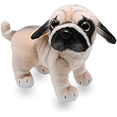 YONLIT Lifelike Pug Dog Stuffed Animal Animated Plush Puppy Toy Doll Super Realistic Dogs Act Like Real Excellent Gifts for Kids Birthday Party Dog Collection 9 Inches (Pug)