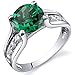 Simulated Emerald Solitaire Ring Sterling Silver Rhodium Nickel Finish Sizes 5 to 9