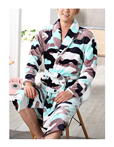 Femaroly Autumn and Winter Flannel Robe Long Bathrobes Sleepwear Camo S