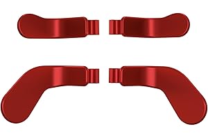 eXtremeRate 4 pcs Metallic Scarlet Red Stainless Steel Paddles, Replacement Interchangeable Hair Trigger Locks for Xbox One Elite, Xbox Elite Series 2 & Elite 2 Core Controller